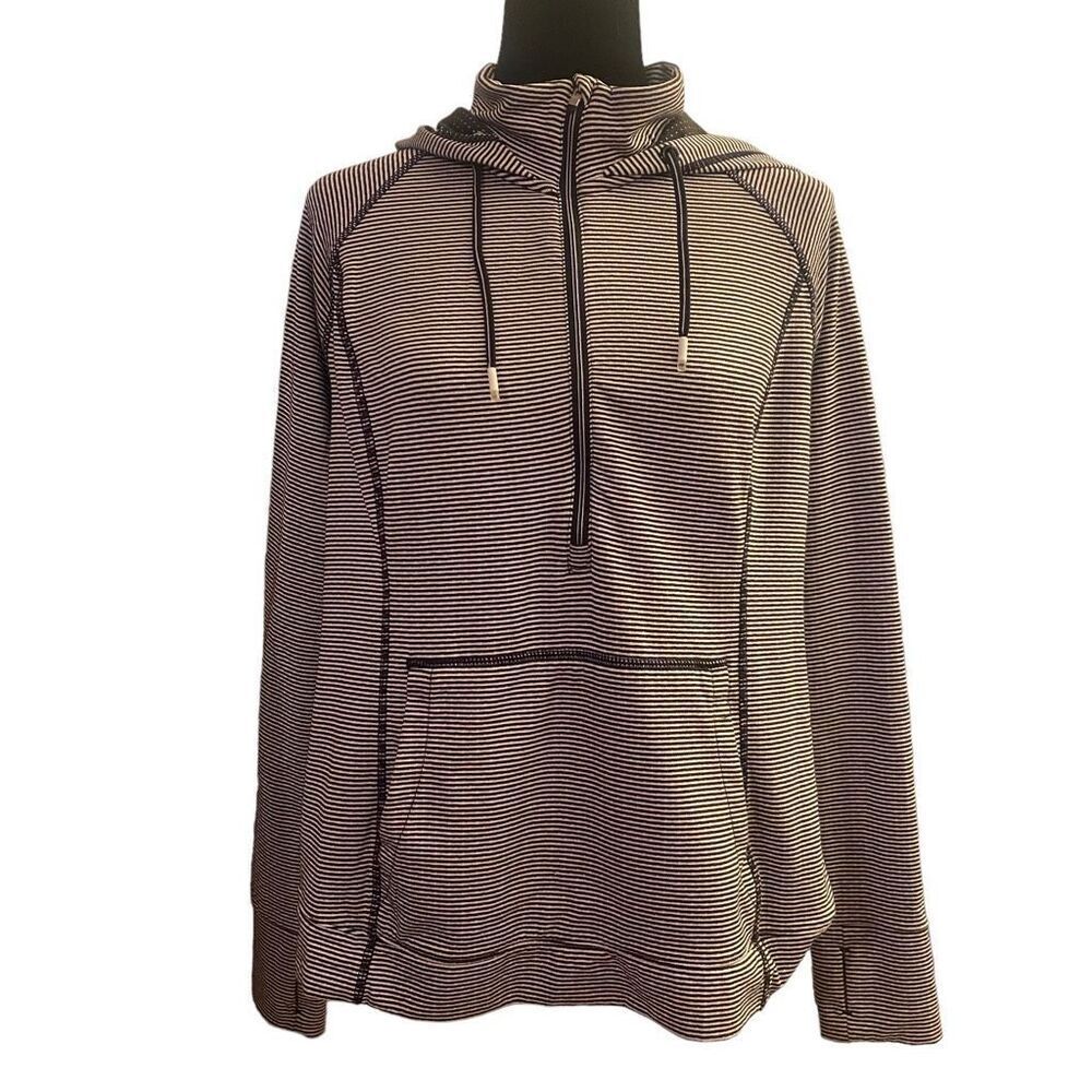 Tangerine Navy and White Striped Half Zip Athletic‎ Hoodie Size XXL